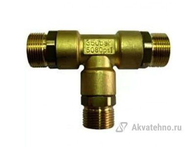 Тройник M22 внеш-M22 внеш-M22 внеш, 350bar, латунь